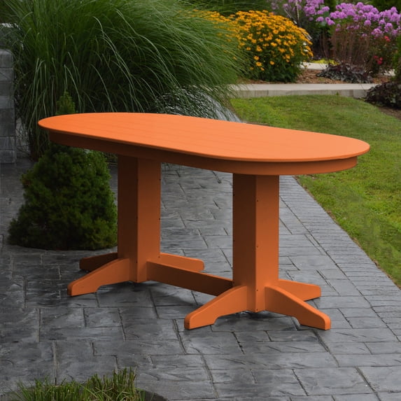 A & L Furniture Poly 72 x 33 in. Oval Outdoor Dining Table