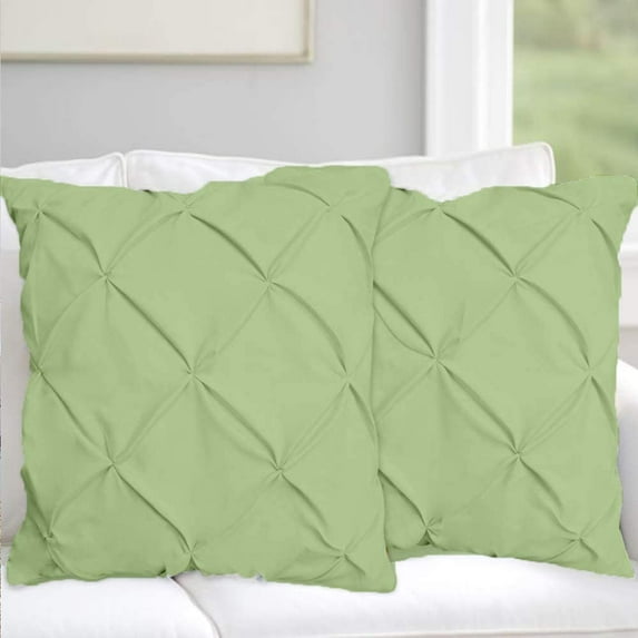 Egyptian Cotton Euro Sham 16X16 Size Pillow Covers Pinch Pleated 600 TC Sateen Soft And Smooth Cotton Comfortable Bed Pillow Cover (Set of 2, Moss)