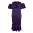 thumbnail image 2 of Vestido Ajustado con Y Hombros Descubiertos Liso para Mujer Vestido a Media Pierna con Sirena SG Baoblaze  vestido de coctel para mujer, 2 of 8