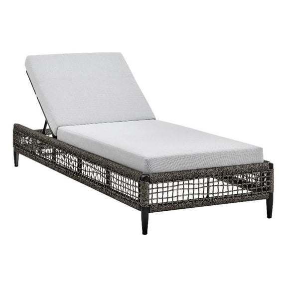 Felicia Outdoor Patio Adjustable Chaise Lounge Chair in Aluminum with Grey Rope and Cushions