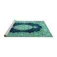 thumbnail image 2 of Ahgly Company Machine Washable Indoor Rectangle Medallion Turquoise Blue Traditional Area Rugs, 5' x 7', 2 of 4