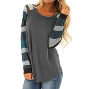 Women Casual Shirts Mutil Color Striped Long Sleeve Tops Blouses