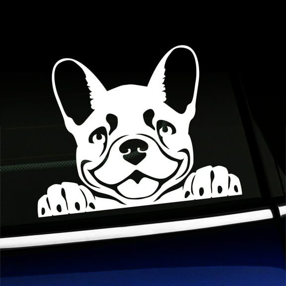 Peeking Frenchy - French Bulldog - Vinyl Car Decal - Choose Color - [WHITE]