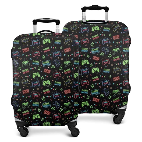 Neon Controllers Games Icons Black Pattern Luggage Cover Fashion Suitcase Cover Baggage Covers Fit 25-28 Inch Luggage (Go Travel)