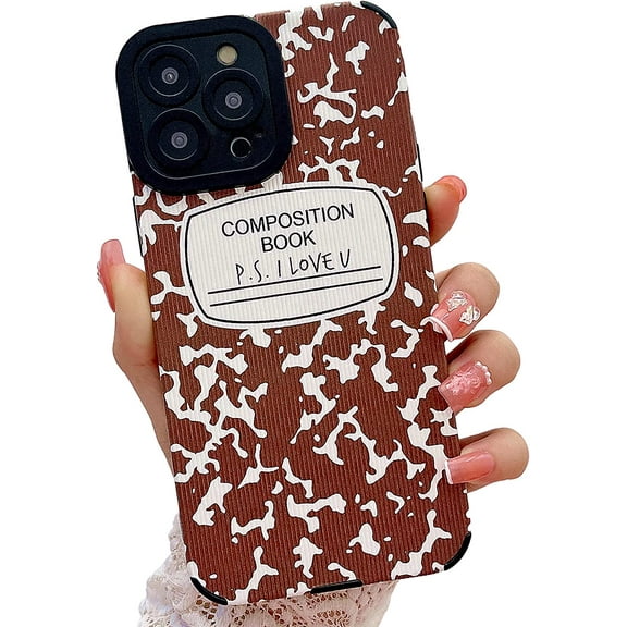 Compatible with iPhone 13 Pro Max Cute Case, Fashion Cow Black Letter Graphics Pattern Soft TPU Camera Protection Cover Case for Man Women Girls for iPhone 13 Pro Max 6.7 Inch Brown
