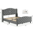 thumbnail image 2 of YUSAZENS Queen Bed Frame with Headboard and Footboard, Tufted Upholstered Platform Queen Size Bed Frame , Velvet Platform Bed Raised Wing Back Headboard, No Box Spring Needed, Gray, 2 of 7