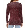 thumbnail image 4 of WTOBBY Women's Floral Print Loose Long Sleeve T-shirt with Hem Slit Round Neck Casual Top Fashion Wear Comfort Fit Lightweight Material Versatile Daily Outfit US Market Style,Deep Red XL, 4 of 5