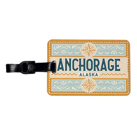 Anchorage AK Alaska Travel Vacation Stamp Faux Leather Travel Luggage Tag