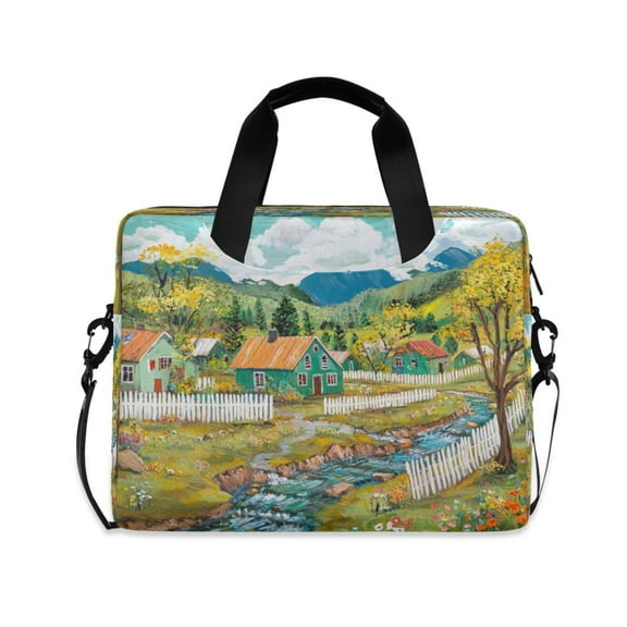 16inch Laptop Briefcase, Business Laptop Bag with Detachable Strap & Padded Compartment, Water-Resistant Polyester，Beautiful Oil Painting Picture