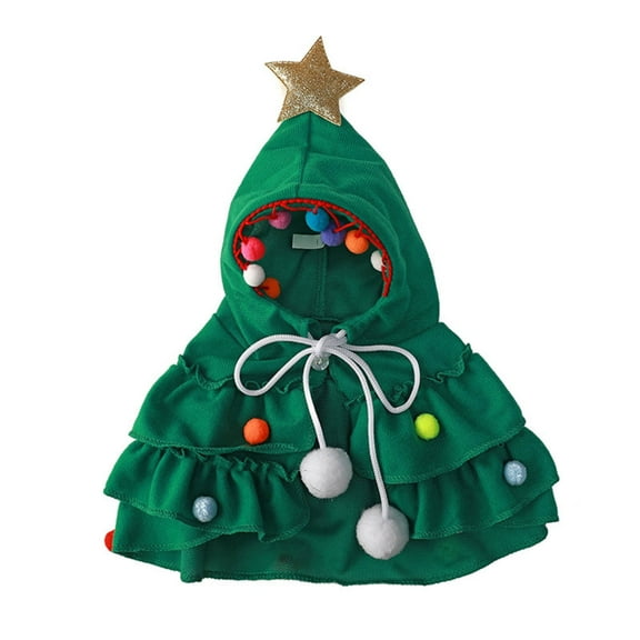 Cloak Cape Christmas Tree for Small Medium Girl Dogs, Wedding Costume Adjustable Cloak Cape