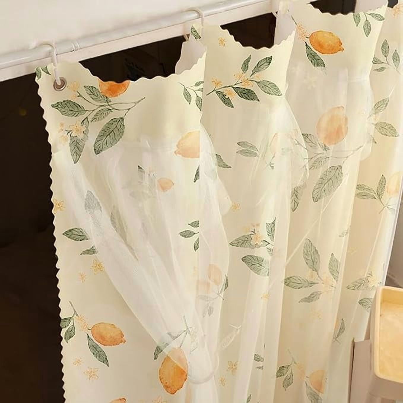 Beautiful Gauze Bunk Bed Curtains Drapes with Lace Privacy Bed Canopy for Bottom, 2 Panels and Top cover