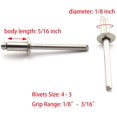 thumbnail image 2 of GHSDFBB Stainless Steel Blind Rivets 1/8"x3/16" (4-3) Open End Type Pop Rivet Grip Range 1/8-3/16 inch (50 pack), 2 of 3
