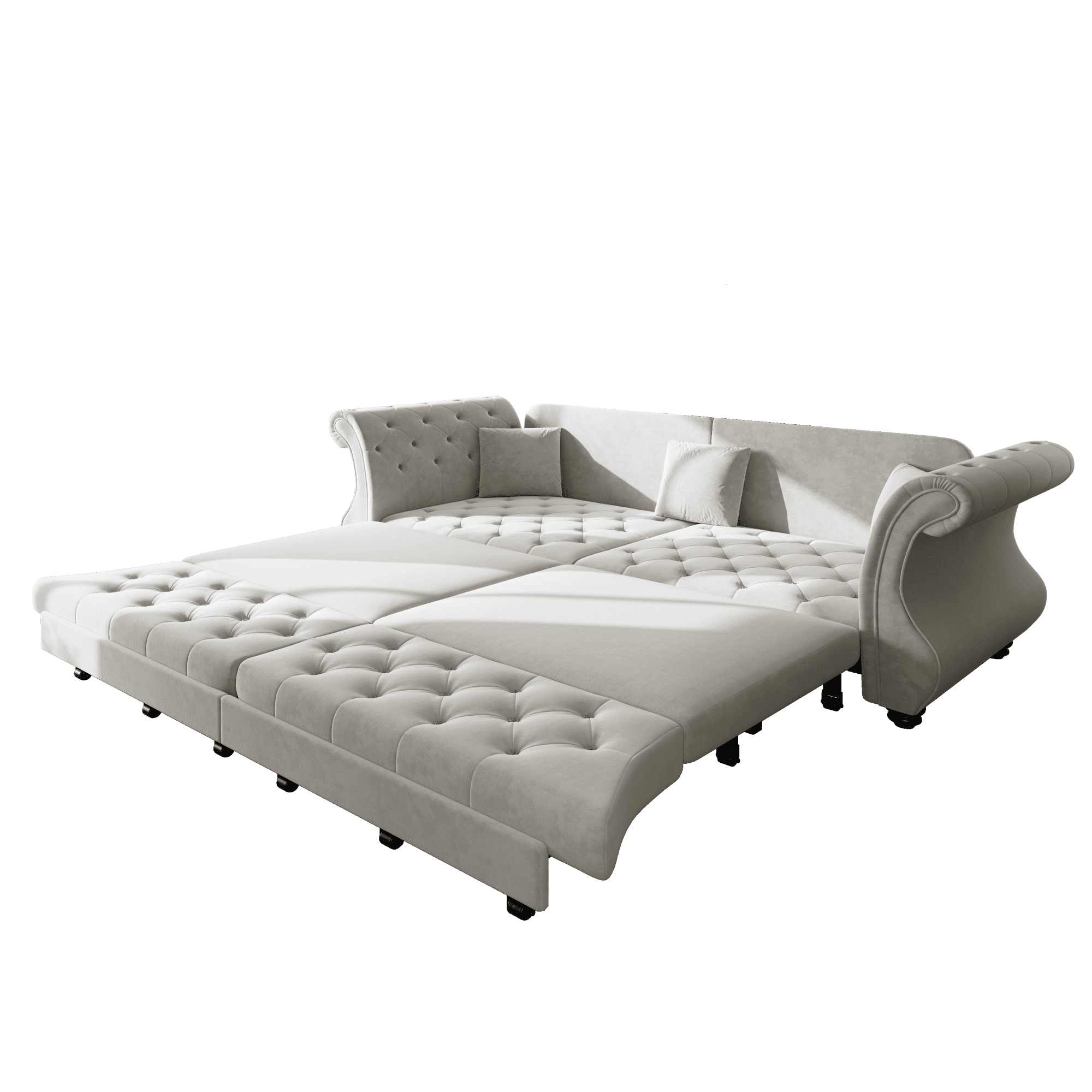 Chesterfield Pull Out Convertible Sofa Bed, Classic Flower Tufted Velvet Loveseat Sleeper Couch With Roll Arms and Pillows, for Living Room Apartment Office