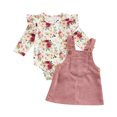 thumbnail image 2 of Kiapeise Newborn Baby Girl Clothes Long Sleeve Sweet Flower Bodysuit Romper and Corduroy Overall Dress Outfits, 2 of 7