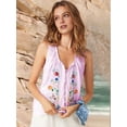 thumbnail image 5 of Women 'S Tie Front Tank Top Y2k Floral Babydoll Crop Vest Going Out Camisole Blouse Shirt Pink XS, 5 of 8
