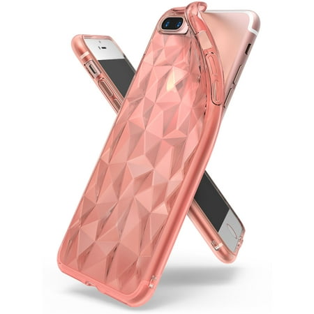 Apple iPhone 7 Plus / iPhone 8 Plus Phone Case, Ringke [AIR PRISM] 3D Contemporary Design Slim Geometric Stylish Pattern Flexible Protective TPU Drop Resistant Cover - Rose Gold