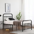 thumbnail image 3 of Canddidliike Twin Size Bed Frame with Curved Frame Bed Head and Shell Decoration - Black, 3 of 10