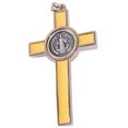 thumbnail image 2 of St. Benedict Rosary crucifix with yellow enamel - Extra Large - Pewter tone g..., 2 of 2