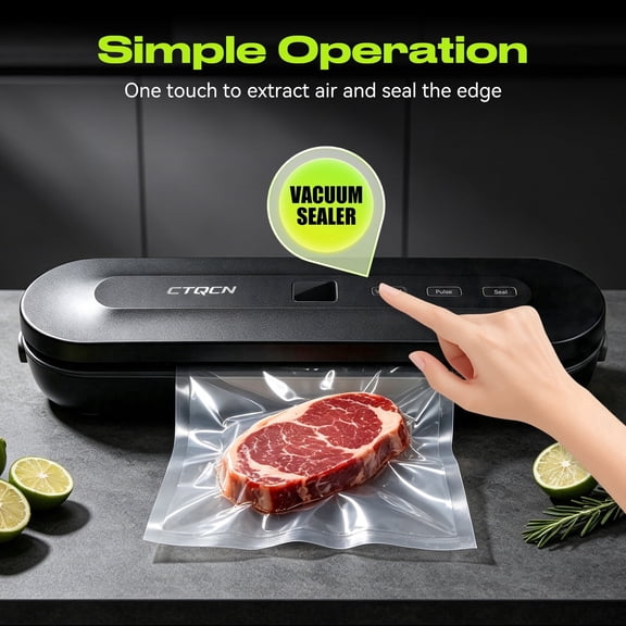 Vacuum Sealer Machine, Auto & Manual Dual Operation, Dry & Moist Modes, Multifunctional Food Storage Saver Starter Kit with 10 Pcs Vacuum Storage Bags