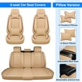 thumbnail image 2 of FANOTEK Universal Car Seat Covers 5 Seats+4 Pillows Breathable PU Leather Automotive Seat Covers For Car SUV Sedan,Beige&Coffee, 2 of 8