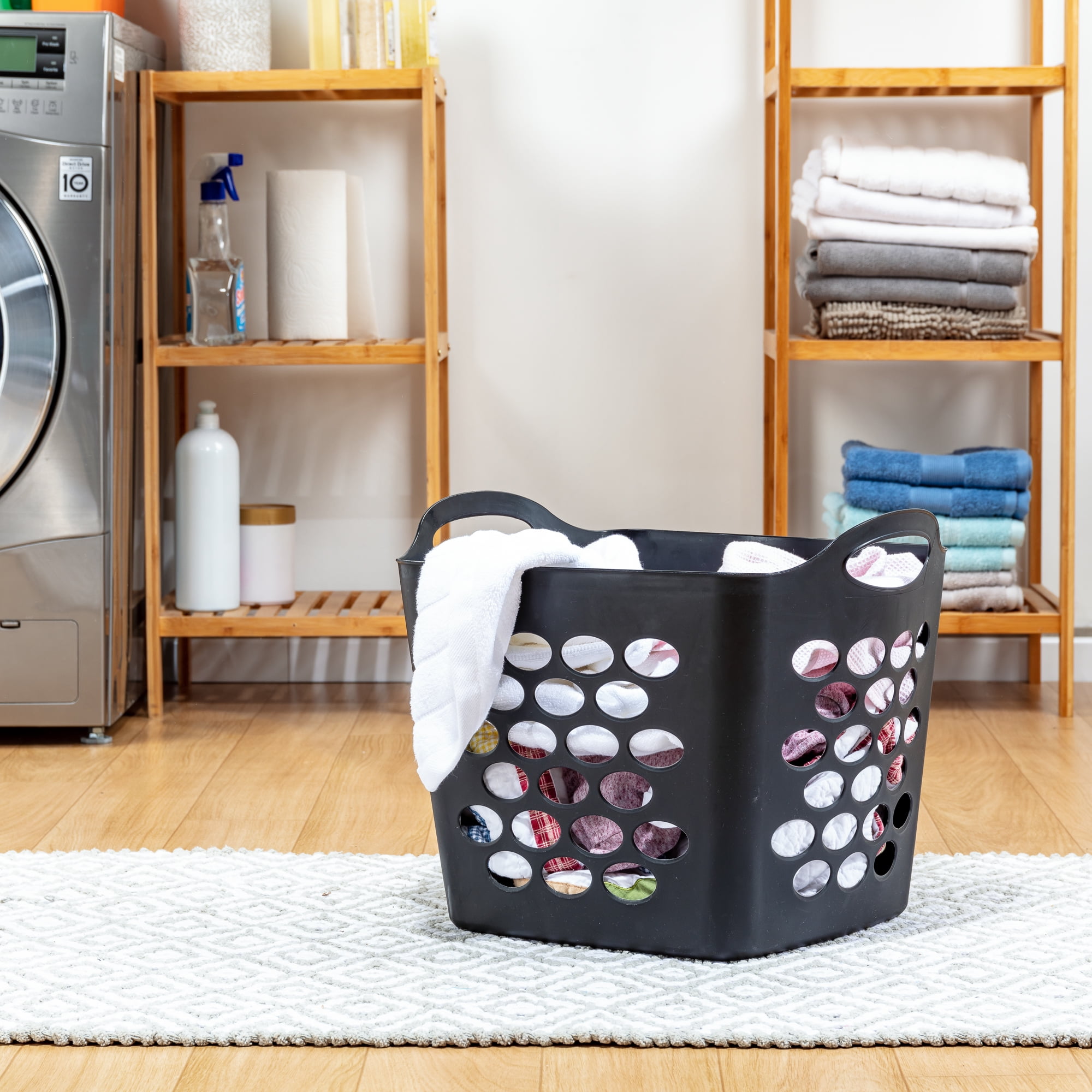 Mainstays Flexible Plastic Laundry Basket, Rich Black, 6 Pack  (图4)