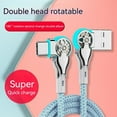 thumbnail image 2 of USB Type-C Double Elbow Swivel with Light Nylon Braided Extension Mech Fast Charging Data Cable Car Universal Charging Cable LIGHTNING 1 m, 2 of 6