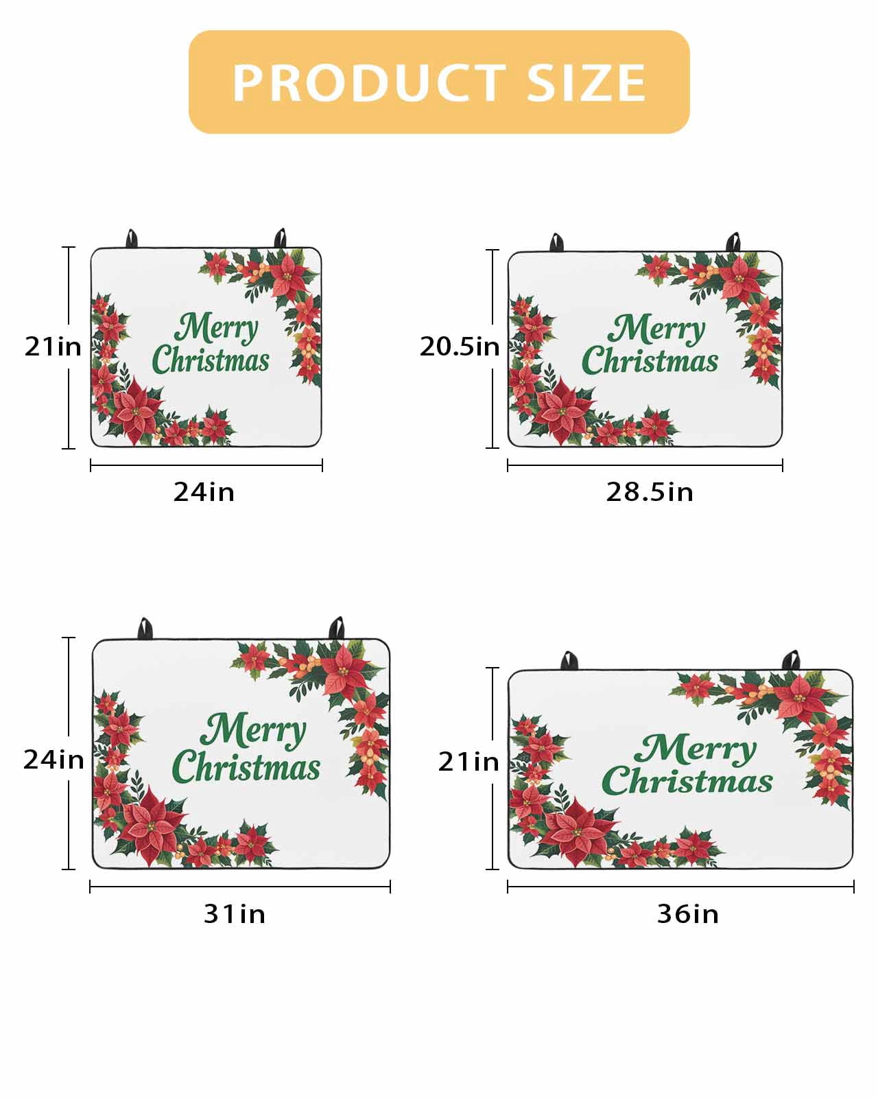 Large Induction Cooktop Protector Mat Christmas Poinsettia Stove Top Covers for Electric Stove, Farmhouse Red Flowers Floral Leaves Decorative Stove Burner Cover Mats, Glass Top Stove Cover
