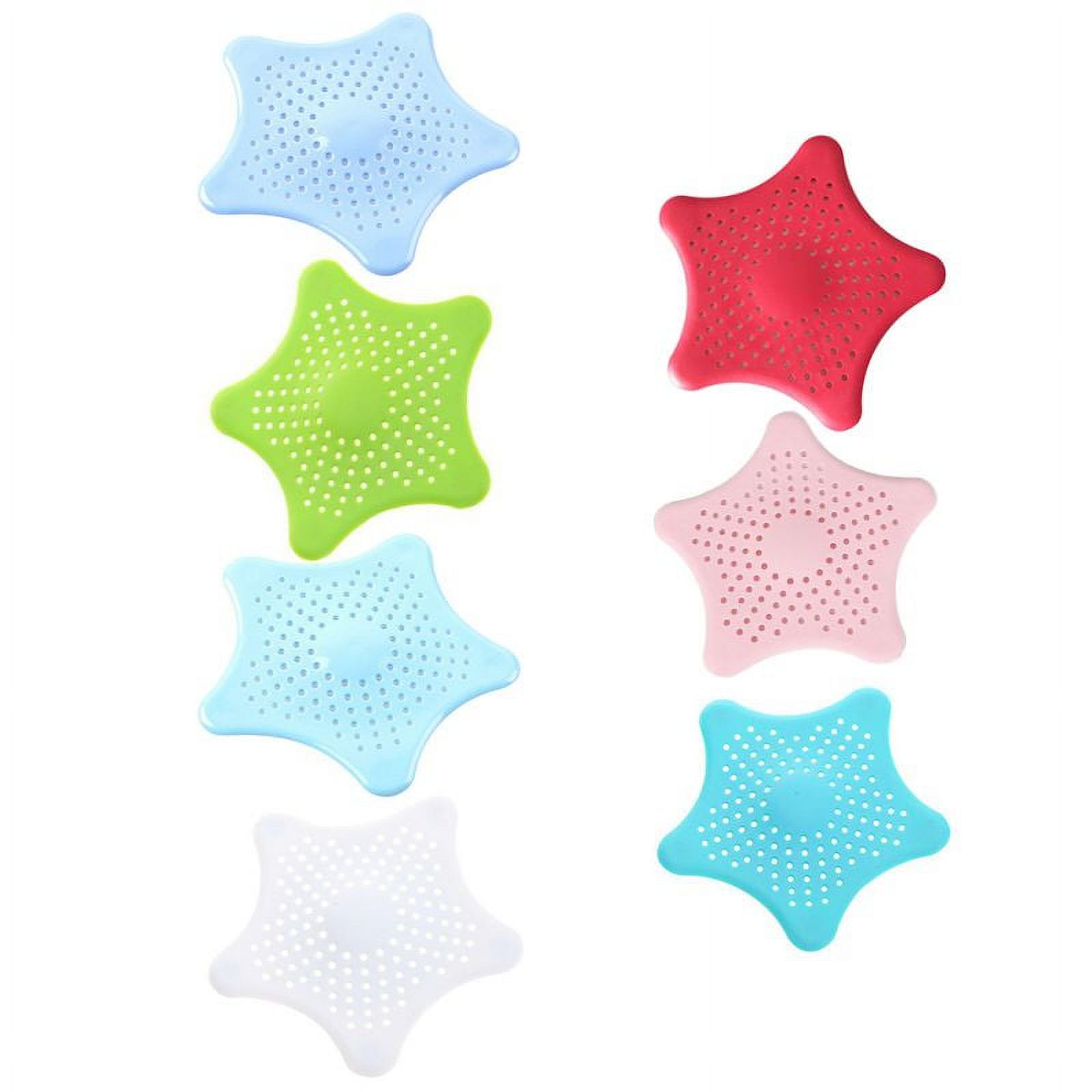 Tinker Shower Drain Hair Catcher Hair Stopper for Bathroom Bathtub and Kitchen, Rubber Sink Strainer ,Hexagonal Starfish Shaped, Size: 1pcs, Pink