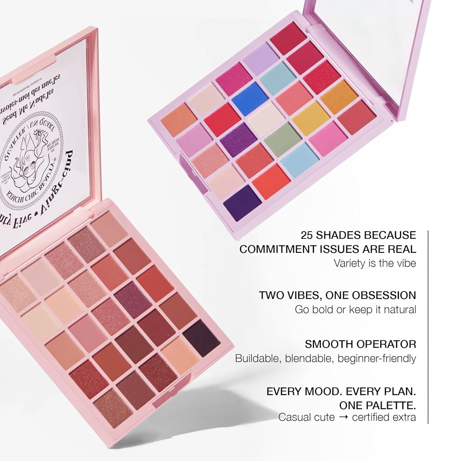 KimChi Chic Beauty Twenty Five Eyeshadow Palette, 01 Send Me Sprinkles, 25 Pigmented Rainbow Shades, 0.5 oz