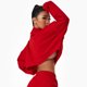 thumbnail image 3 of Sudadera de mujer Manga larga Cuello alto Suelto Deportivo Casual Transpirable Blusa con cremallera para exteriores Rojo S, 3 of 5