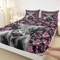 thumbnail image 4 of jejeloiu Pink Rose Cow Bed Sheets Kids,Western Print King Sheets,4 Pieces, 4 of 6