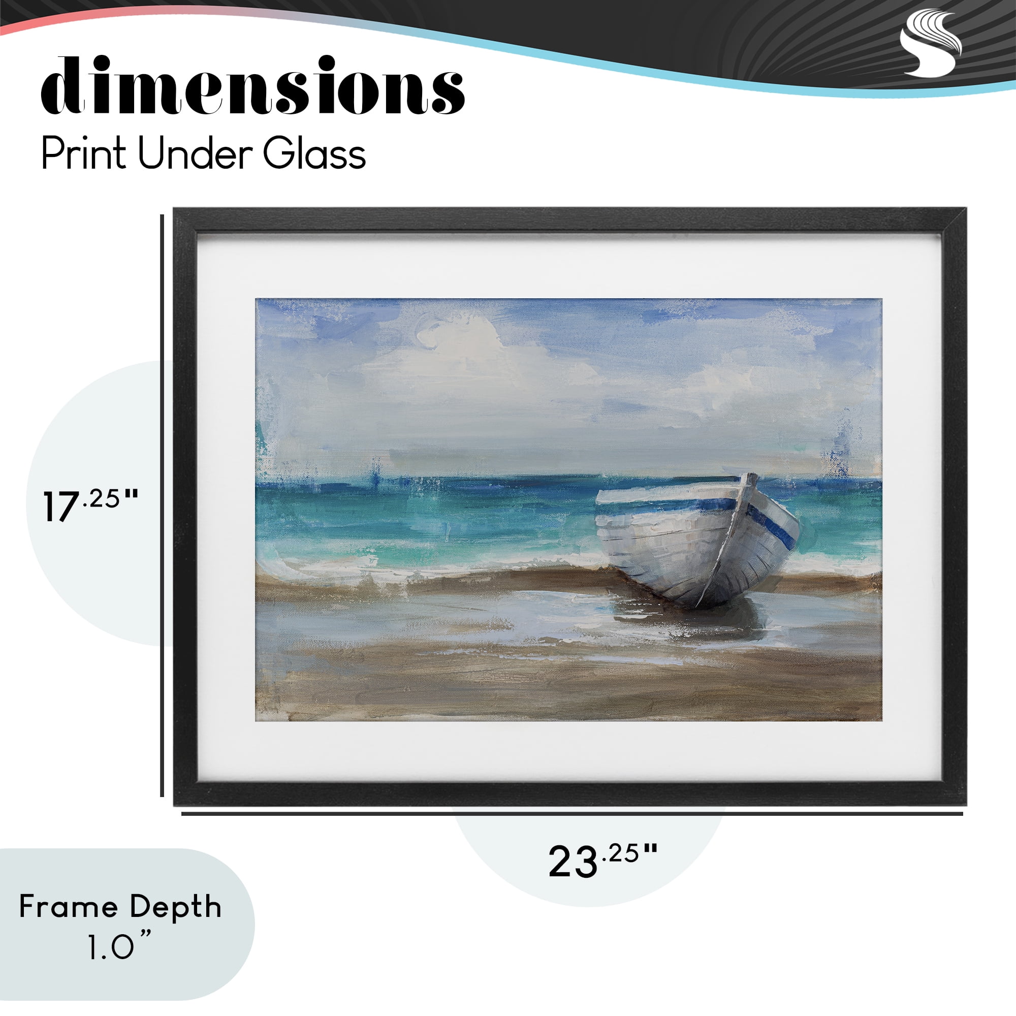 Stupell Industries Painterly Boat On The Shore Black Framed Print Under Glass, design by Cloverfield & Co.