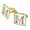 Gold, variant on Letter M Floral Monogram Initial Square Cufflink Set - Silver or Gold