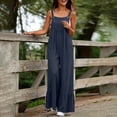 thumbnail image 2 of VBVC Women's Ruffle Hem Wide Leg Overalls , Adjustable Strap Sleeveless Jumpsuit For Women , Ladies' Casual Baggy Romper with Pockets,Navy,S-3XL, 2 of 9