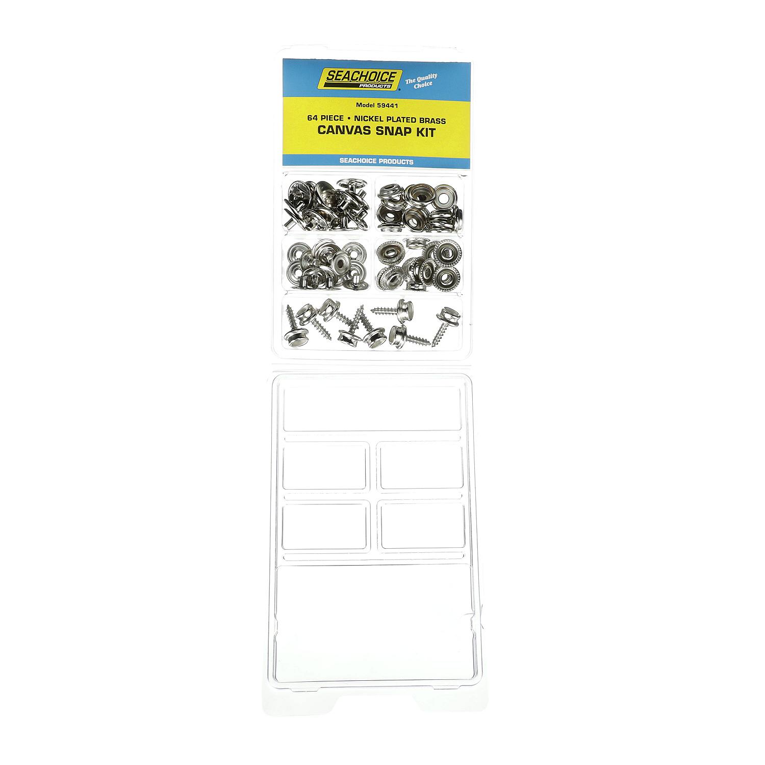 Seachoice 59439 Nickel Plated Brass Canvas 49 Piece Snap Kit with Tool 