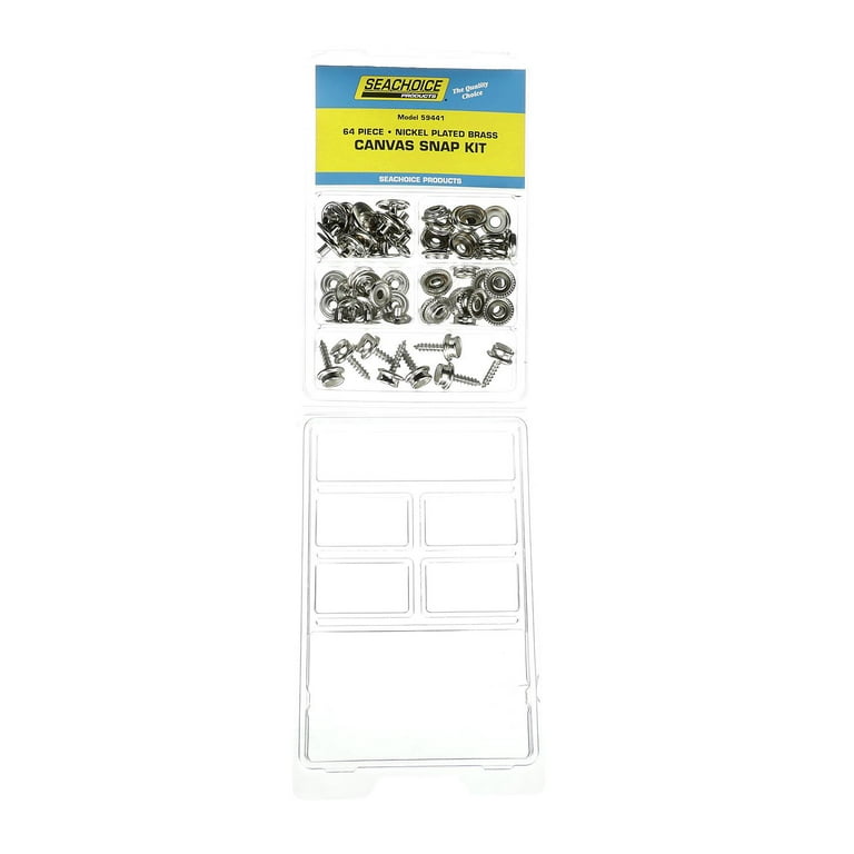 Seachoice 59439 Nickel Plated Brass Canvas 49 Piece Snap Kit with Tool 