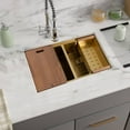 thumbnail image 5 of Strictly Sinks 32" Undermount Workstation Gold Kitchen Sink – Wave Texture 16 ga Double Bowl Sink, 5 of 9