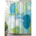 thumbnail image 2 of Shower Curtains Abstract Blue White Green Printing Bath Curtain Graffiti Waterproof Bathroom Shower Curtain Set with Hooks Decoration 72 x 84 Inches, 2 of 7