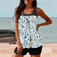 thumbnail image 6 of longantii Womens Swimsuits Tankini Two Piece Bathing Suits Floral Print Blouson Tank Tops Tummy Control Modest Swimsuits with High Waist Board Shorts Tankini Swimwear Blue M, 6 of 7