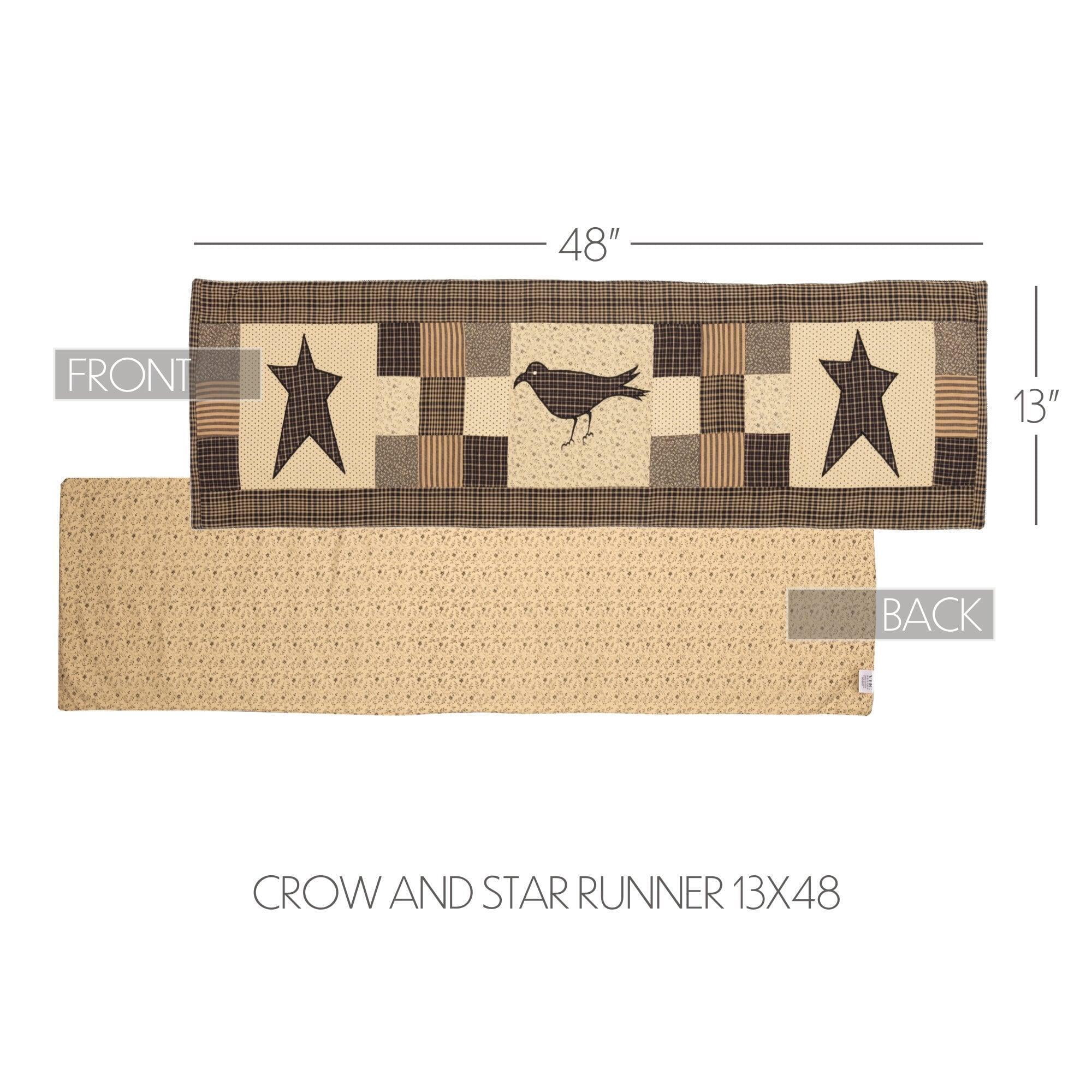 Primitive Table Runner Kettle Grove Crow Star Patchwork Dining Decor TCC Brands