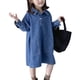 thumbnail image 1 of Falda larga vaquera azul de 110cm para niños, vestido cómodo para niñas de estilo primaveral, falda de manga larga para niños, 1 of 8