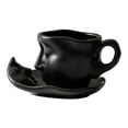 thumbnail image 4 of TISHITA Coffee Cup with Saucer Tea Cup and Saucer Interesting European 100ml Water Glass Teaware Cappuccino Cups Human Face Shape Mug black, 4 of 8