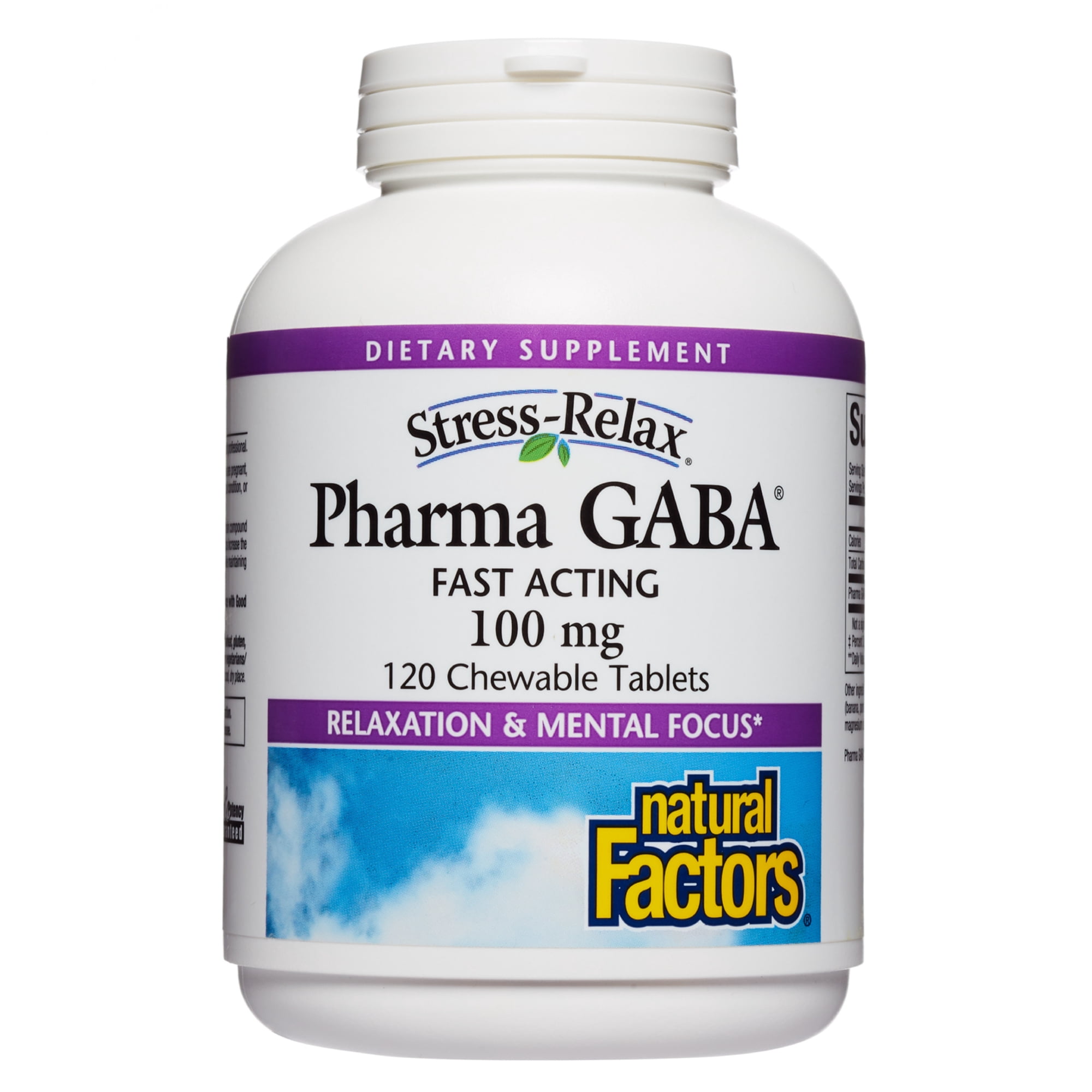 Natural Factors, Stress-Relax, Pharma GABA, 100 mg, 120 Chewable Tablets