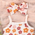 thumbnail image 2 of HESHENG Newborn Baby Girls Floral Summer Outfits Sleeveless Sling Romper Tops + Ruffle Shorts + Headband Clothes Set, Colorful 0-3M(70), 2 of 9