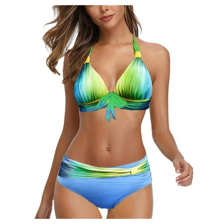 ZHAGHMIN Sparkly Bikini Set Padded Size Swimjupmsuit Women Print Beachwear Swimwear Swimsuit Plus Swimwears Tankinis Set Swimsuits For Women With Shorts Bottoms Junior Swim Suits Halter Tops For Wom