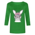 thumbnail image 4 of successthop Bunny Shirts for Women Bunny Casual 3/4 Sleeve Beach T Shirts Crewneck Shirts Spring Holiday Clothes Green 2XL, 4 of 4