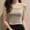 #414-Gray, variant on Women's Solid Color Low-Cut Casual Textured T-Shirt, Sleeveless Tank Top with Printed Design, Lightweight and Breathable for Summer and Daily Wear