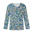 thumbnail image 5 of Fewfanhot Women Floral Print 3/4 Sleeve Blouse, V‑Neck Button Decor Casual Loose Shirt Tunic Top for Ladies, 5 of 5