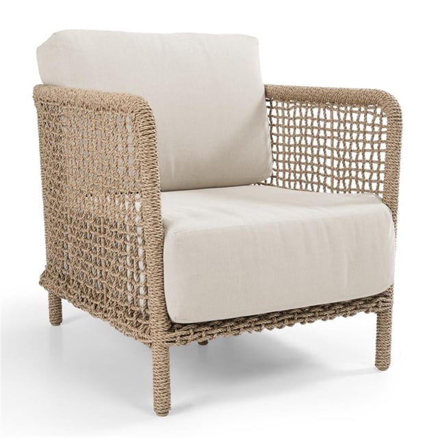 Pemberly Row Fauteuil d'Appoint d'Extérieur en Rotin Naturel avec Cadre en Aluminium