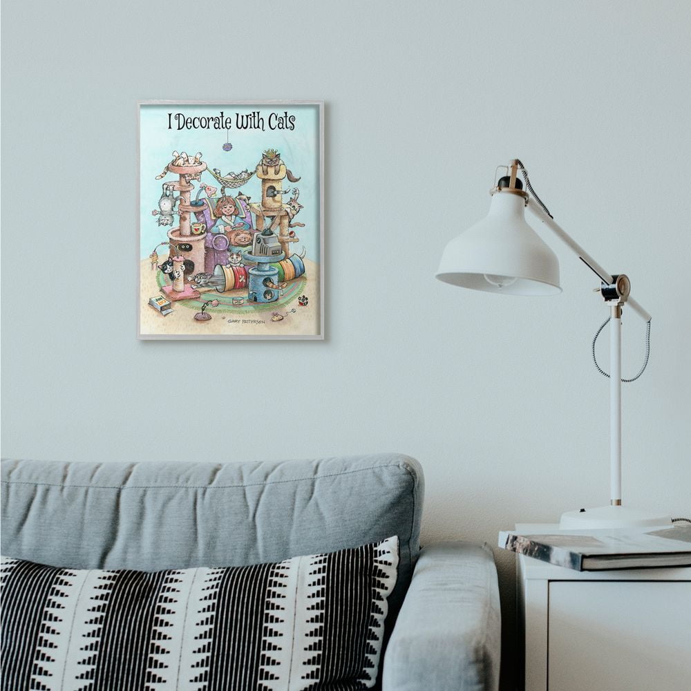 Stupell Industries I Decorate With Cats Funny Cartoon Pet Design Framed Wall Art by Gary Patterson